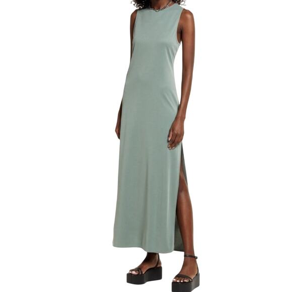 Open Edit Wear Two Ways V-Neck Sleeveless Knit Midi Dress in Green Agave Size XS - Picture 7 of 12